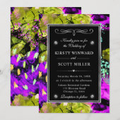 Rainbow Neon Abstrakt Glitzer Frame Wedding Einladung (Vorne/Hinten)