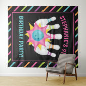 Rainbow Neon Bowling Birthday Party Foto Hintergru Wandteppich (Beispiel (Horizontal))
