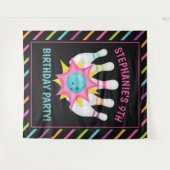 Rainbow Neon Bowling Birthday Party Foto Hintergru Wandteppich (Vorderseite (Horizontal))