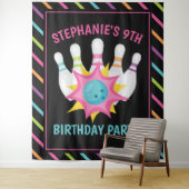 Rainbow Neon Bowling Birthday Party Foto Hintergru Wandteppich (Beispiel)