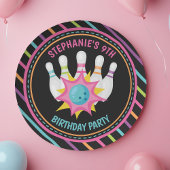 Rainbow Neon Bowling Birthday Party Pappteller