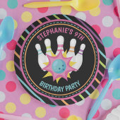 Rainbow Neon Bowling Birthday Party Pappteller