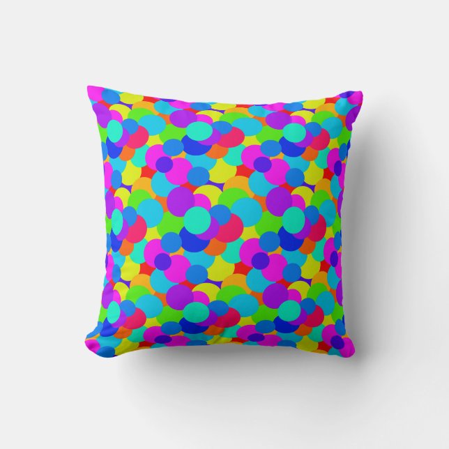 Rainbow Neon Bright Colors Circles Bubbles Tee Kissen (Vorderseite)