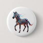 Rainbow Neon Fantasy Zebra Button (Vorderseite)