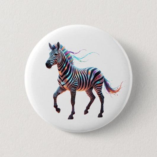 Rainbow Neon Fantasy Zebra Button (Vorderseite)
