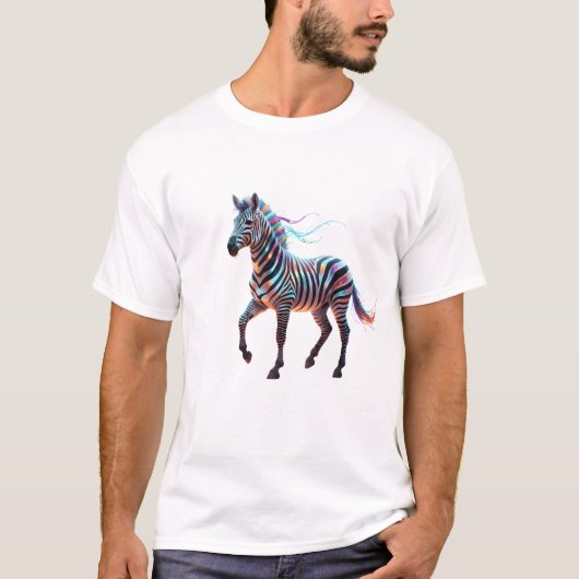 Rainbow Neon Fantasy Zebra T-Shirt (Vorderseite)