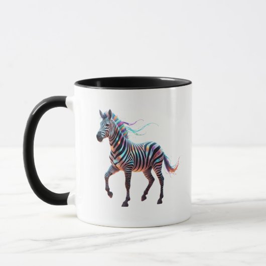 Rainbow Neon Fantasy Zebra Tasse (Links)