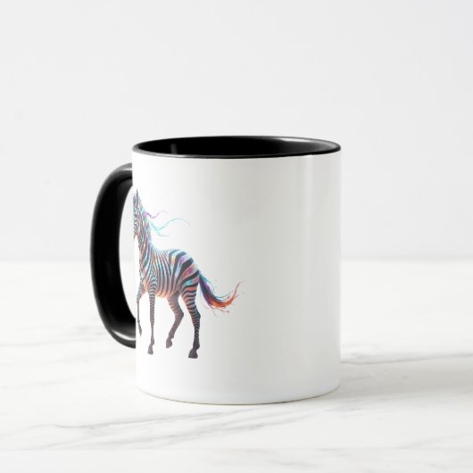 Rainbow Neon Fantasy Zebra Tasse (Vorderseite Links)
