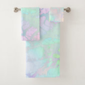 Rainbow Neon Iridescent Metallic Glitzer Marmor Badhandtuch Set (Insitu)