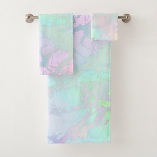 Rainbow Neon Iridescent Metallic Glitzer Marmor Badhandtuch Set (Insitu)