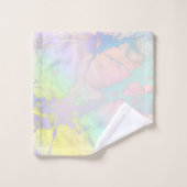Rainbow Neon Iridescent Metallic Glitzer Marmor Badhandtuch Set (Waschlappen)