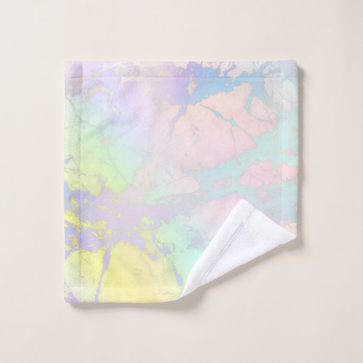 Rainbow Neon Iridescent Metallic Glitzer Marmor Badhandtuch Set (Waschlappen)