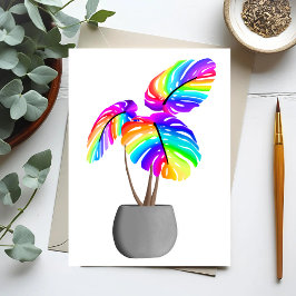 Rainbow Neon Monstera | Farbige Pflanze Postkarte
