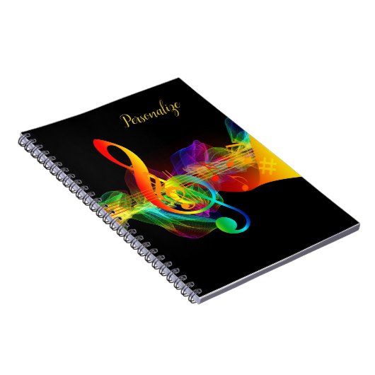 Rainbow Neon Musiknote Journal Spiral Notebook Notizblock (Rechte Seite)