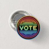 Rainbow Neon Vote Sign Button (Vorne & Hinten)