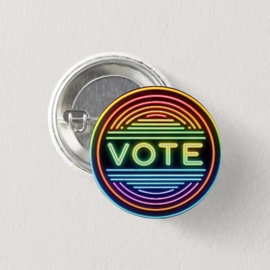 Rainbow Neon Vote Sign Button (Vorne & Hinten)