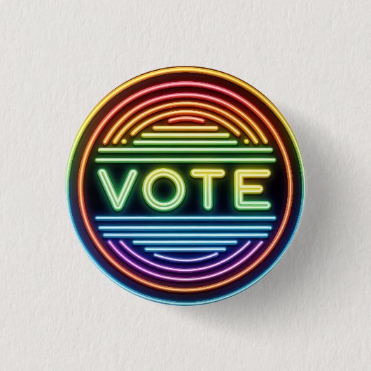 Rainbow Neon Vote Sign Button (Vorderseite)