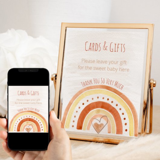 Rainbow Neutral Baby Shower Geschenk Tafelschild Poster