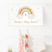 Rainbow Neutral Gold Pastel Baby Dusche Banner (Insitu)