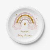 Rainbow Neutral Gold Pastel Baby Dusche Pappteller (Vorderseite)