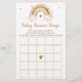 Rainbow Neutral Gold Pastel Baby Shower Bingo Game