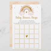 Rainbow Neutral Gold Pastel Baby Shower Bingo Game (Vorne/Hinten)
