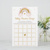 Rainbow Neutral Gold Pastel Baby Shower Bingo Game (Stehend Vorderseite)