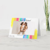 Rainbow New Foto Modern Just Married Wedding Ankündigung (Vorderseite)