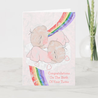 Rainbow New Geboren Twins Karte