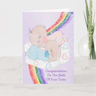 Rainbow New Geboren Twins Karte
