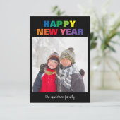 Rainbow New Year Foto - 3x5 Weihnachtskarte Einladung (Stehend Vorderseite)