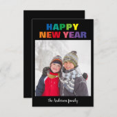 Rainbow New Year Foto - 3x5 Weihnachtskarte Einladung (Vorne/Hinten)