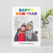 Rainbow New Year Foto - Weihnachtskarte Einladung (Stehend Vorderseite)
