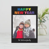 Rainbow New Year Foto - Weihnachtskarte Einladung (Stehend Vorderseite)