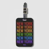 Rainbow NEW YORK Custom Monogramm Gepäckanhänger (Vorderseite Vertikal)