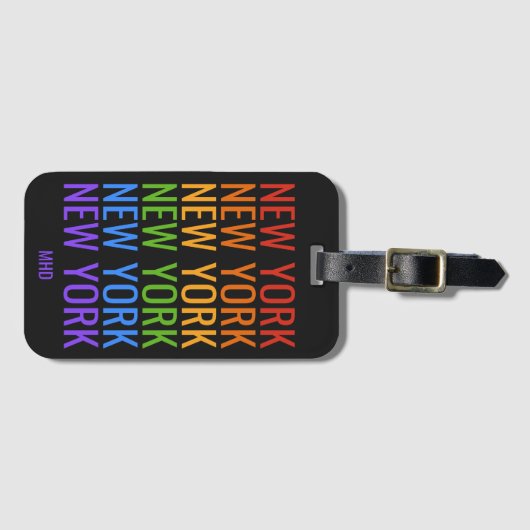 Rainbow NEW YORK Custom Monogramm Gepäckanhänger (Vorderseite (Horizontal))