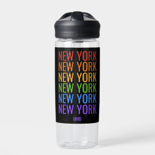 Rainbow NEW YORK Custom Monogramm Trinkflasche