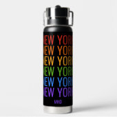 Rainbow NEW YORK Custom Monogramm Trinkflasche (Hinten)
