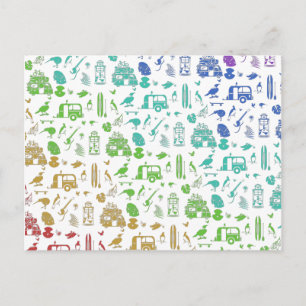 Rainbow New Zealand Pattern Postkarte