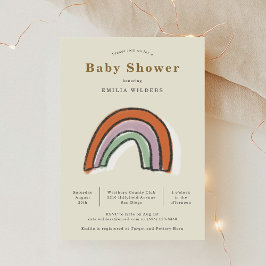 Rainbow Newborn Illustration Baby Shower Einladung