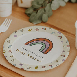 Rainbow Newborn Illustration Baby Shower Pappteller