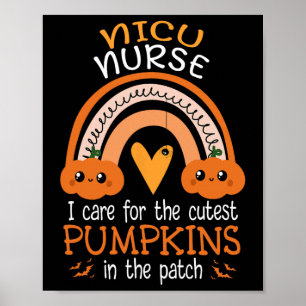 Rainbow Nicu Nurse Niedliche Pumpkins in Patch Ha Poster