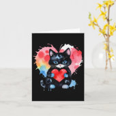 Rainbow Niedlich Cat Hugging Valentine Heart Kitty Karte (Gelbe Blume)