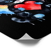 Rainbow Niedlich Cat Hugging Valentine Heart Kitty Poster (Ecke)