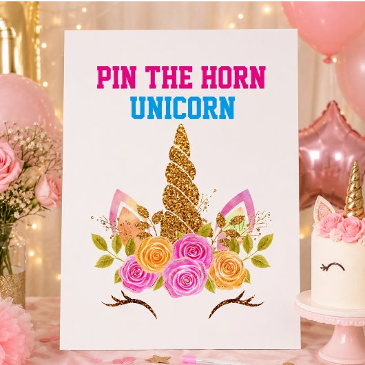 Rainbow Niedlich Fun Button am Horn von Unicorn Poster