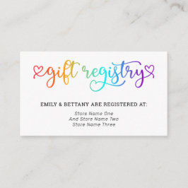 Rainbow Niedlich Hearts Gift Registry LGBT Wedding Begleitkarte
