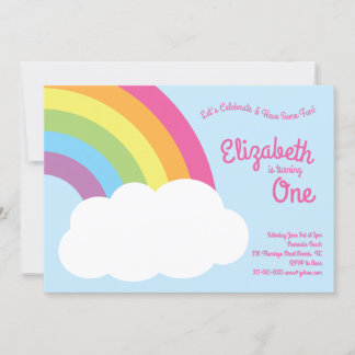 Rainbow Niedlich Kids 1. Geburtstag Party Einladung