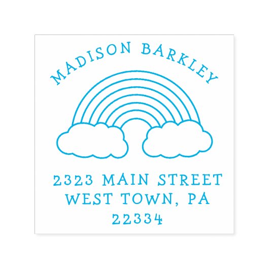 Rainbow Niedlich Kids Rücksendeadresse Briefmarke Permastempel (Design)