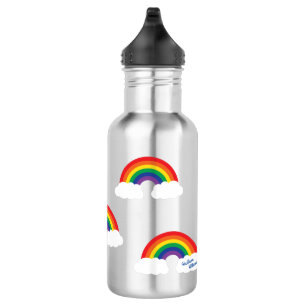 Rainbow Niedlich Kinder Wasser Flasche mit Name Edelstahlflasche