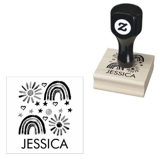 Rainbow Niedlich Sun Kids Moderne Aquarellbilder Gummistempel (Stempel)